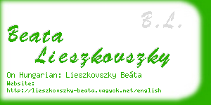 beata lieszkovszky business card